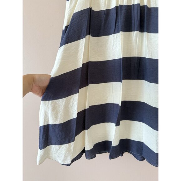 COS Gathered Strappy Striped Mini Flowy Babydoll Mini Dress Nautical NWT 14 - Picture 8 of 9